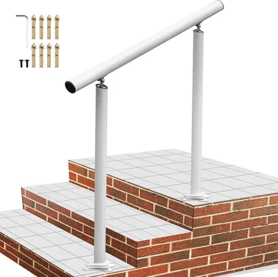 Produktbild von Handlauf für Außentreppen, 3 ft, 34 Zoll Handlauf für den Außenbereich Weißes Geländer für Außentreppen Einstellbar von 0 bis 60 Grad Handlauf für Treppen Weißes Aluminiumgeländer für den Außenbereich für den Garten