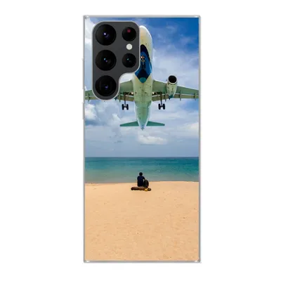 Produktbild von MuchoWow® Handyhülle Schutzhülle Hülle für Samsung Galaxy S22 Ultra Strand - Meer - Flugzeuge Silikon Softcase Handy Hülle - Abbildung
