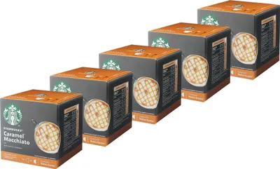 Productafbeelding van Nescafé Dolce Gusto Starbucks Caramel Macchiato, set van 5, Latte Macchiato met karamel, koffiekapsules, gebrande koffie, 5 x 12 capsules