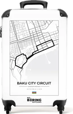 Produktbild von NoBoringSuitcases.com® Kufr Příruční zavazadlo na kolečkách Malý cestovní kufr na 4 kolečkách - Závodní dráha - F1 - Baku City Circuit - Bílý - Závodní - Velikost kabiny < 55x40x23 cm a 55x40x20 cm - Foto kufr - Příruční kufr - Palubní zavazadloKufr na příruční zavazadla 55x35x20 cm, 36L,