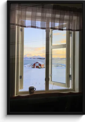 Produktbild von MuchoWow® MuchoWow® Gerahmtes Poster Blick auf eine verschneite Landschaft 60x90 cm - Poster mit zchwarzem Bilderrahmen - Kunst