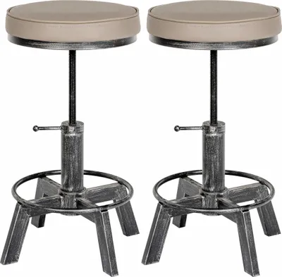 Produktbild von CLP 2er Set Hocker Destin im Industrial Design | Farbe antik silber