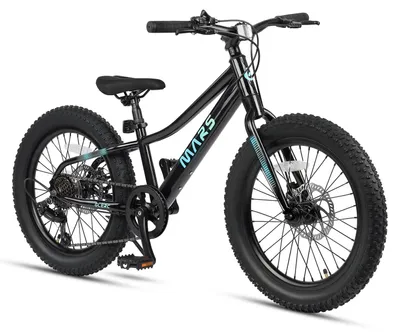 20 Zoll Fatbike Mountainbike, 6-Gang Shimano, Scheibenbremsen, Schwarz