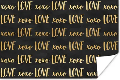 Produktbild von MuchoWow® Poster Muster - Liebe - Gold - Schwarz 60x40 cm - Schlafzimmerdekoration