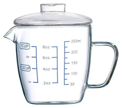 Produktbild von Omgoods – Hitzebeständige Milchkanne mit Deckel und Ausgießausguss, 250 ml