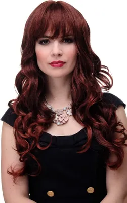 Produktbild von WIG ME UP Wellige lange Perücke mit Pony Braun Mahagoni-Mittelbraun-Mix 285-3003