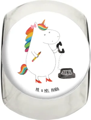 Produktbild von Mr. & Mrs. Panda Kaffeedose Einhorn Sekretärin XL 2000ml - Weiß - Geschenk, Süßigkeiten Glas, Bonbonglas, Aufbewahrungsdose, Büro, Steuerbüro, Unicorn, Einhörner