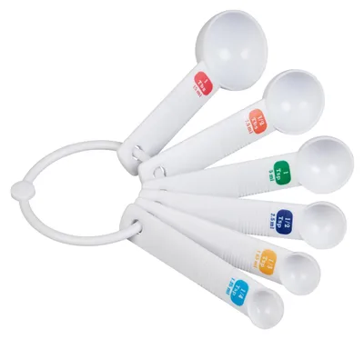 Immagine prodotto di Cucchiaio dosatore, set da 6 pezzi, plastica, bianco - Tala