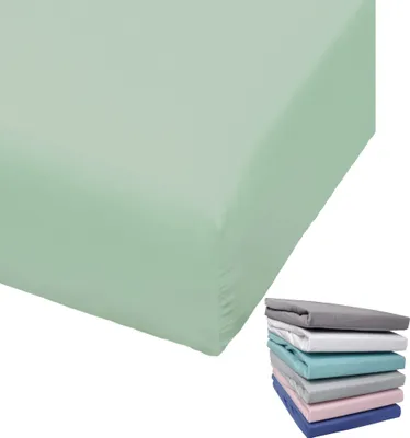 Produktbild von Bierbaum Biber Spannbettlaken Baumwolle 150x200 cm Weiß Grau Blau Rosa Türkis Silber Flieder Grün Taupe Rundgummi, Farbe:Grün