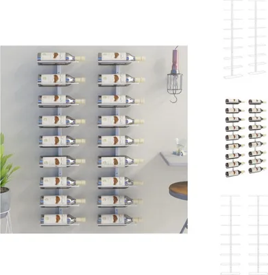 Produktbild von vidaXL Wand-Weinregal für 9 Flaschen 2 Stk. Weiß Eisen -  Weinregale
