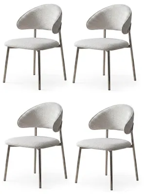 Immagine prodotto di 4 sedie moderne, beige, confortevoli, ideali per la sala da pranzo, dal design minimalista e lussuoso