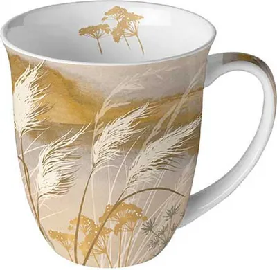 Produktbild von Tasse 10cm Porzellan mit Gräser & Blüten Motiv Beige