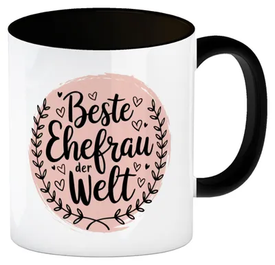 Produktbild von Beste Ehefrau der Welt Liebevolle Botschaft Kaffeebecher in schwarz