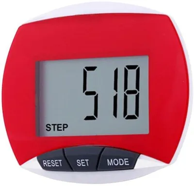 Imagen del producto de Dispositivo de seguimiento de actividad física - Podómetro - Dispositivo de fitness para caminar - Diseño compacto - 6,38 x 5,4 cm - Color rojo