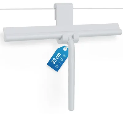 Obrázok produktu pre Silikónová stierka na sprchu s držiakom, 33 cm, sivá, bez potreby vŕtania