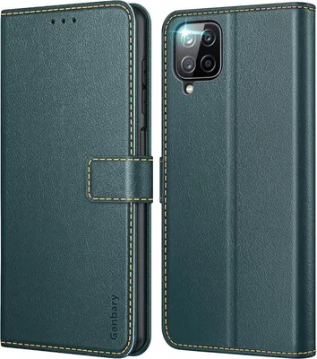 Obrázok produktu pre Ganbary Samsung Galaxy A12/M12 puzdro na mobilný telefón Kožený flip kryt Dark Green
