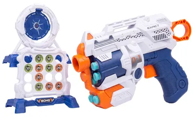Produktbild von Wiky Spielzeugpistole mit Saugnapfpfeilen und Zielscheibe 25 cm 12 Darts