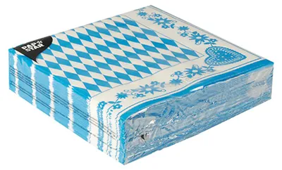 Zdjęcie produktu dla Papstar Servietten Motiv Bayrisch Blau 3lagig 40x40cm 50 Stück