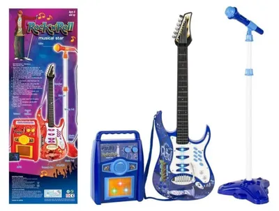 Obrázok produktu pre Súprava hračky: gitara s mikrofónom, kovové struny, statív a zosilňovač