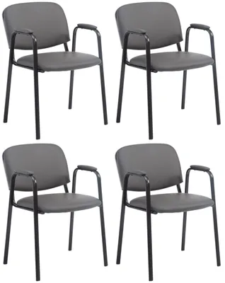 Produktbild von CLP 4er Set Stapelstühle Ken Pro Kunstleder gepolstert mit Armlehnen bis 150 kg grau