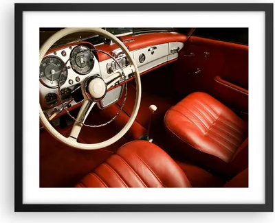 Produktbild von Gerahmtes Poster - Schwarzer Rahmen - Auto Innenraum Klassisch - 50x40 cm - Wand Bild - Wanddeko - Wandbilder - Wandposter - Bilderrahmen - Bilder - Kunstdruck - Wandbild - P2BAA50x40-0149