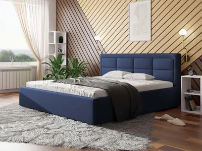 Obrázek produktu pro Manželská postel s roštem 200x200 PALIGEN 2 - tmavá modrá