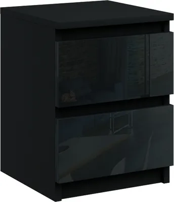 Produktbild von Nachttisch Kommode mit 2 Schubladen Sideboard Schwarz hochglanz
