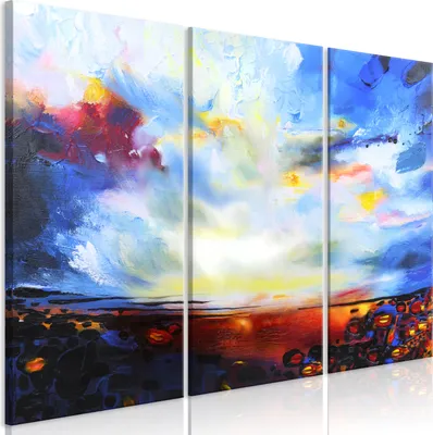 Produktbild von Italienischer Leinwand Leinwandbild - Colourful Sky (3 Parts) 120x80 cm Abstrakt a-A-0512-b-e
