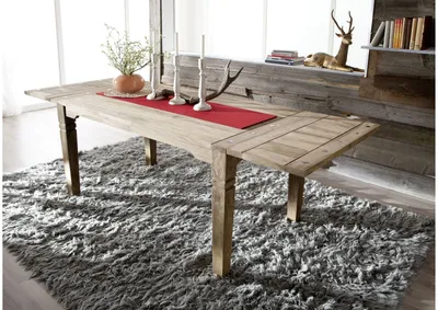 Produktbild von MASSIVMOEBEL24 Esstisch mit Ansteckplatten Sheesham 160-200/240x90x76 grau geölt LEEDS #53