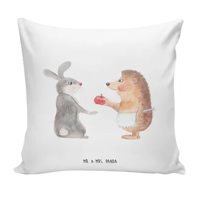 Produktbild von Mr. & Mrs. Panda Kissen 40x40 Hase Igel - Weiß - Geschenk, Trösten, Dekokissen, Kuschelkissen, Sofa, Herzschmerz, Lustige Sprüche, für, Kuschel, Liebe Spruch, und