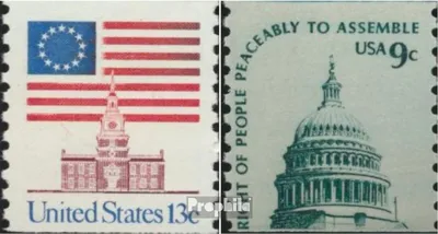 Produktbild von Briefmarken USA 1975 Mi 1194C,1195y C (kompl.Ausg.) postfrisch Flagge und Unabhängigkeitshalle