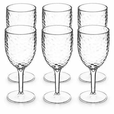 Produktbild von Kunststoff Weingläser 6er Set – 350 ml – Transparent mit Relief – Wiederverwendbar – Für Innen & Außen