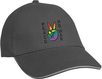 Produktbild von Baseballcap mit Textildruck - PEACE NO WAR - 52022 dunkelgrau