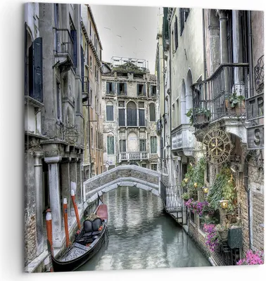 Produktbild von Bild auf Leinwand - Leinwandbild - Venedig Brücke Wasser - 50x50cm - Wand Bild - Wanddeko - Leinwanddruck - Bilder - Kunstdruck - Wanddekoration - Leinwand bilder - Wandkunst - AC50x50-3522