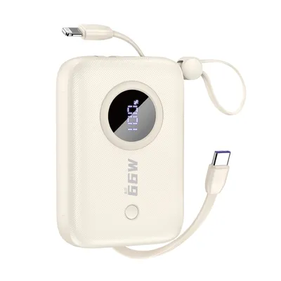 Zdjęcie produktu dla Dudao K-14 Bateria przenośna, USB-A, USB-C, 10000mAh, beżowa