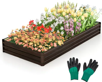 Produktbild von COSTWAY Hochbeet Metall, Gemüsebeet, Pflanzbeet, Blumenbeet, Gartenbeet Kräuterbeet 240x120x30cm