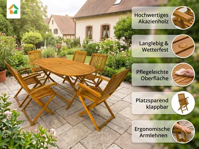 Produktbild von 7tlg. Sitzgruppe Boston aus Akazienholz