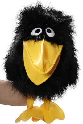Image de Carl Dick Corbeau Marionnette à main env. 40cm, corps 30cm 2020 Doudou, peluche, animal en tissu