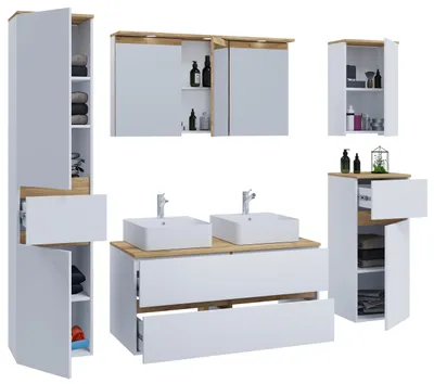 Obrázok produktu pre 7-dielna súprava kúpeľňových nábytkov s umývadlom Cosila-A, šírka 111 cm