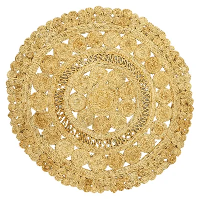 Produktbild von Juteteppich Finn Rund Naturfarbe Beige Ø 90 cm handgewebt aus Jute | Moderner Naturteppich Uni im Boho - Style Teppich Rund für Wohnzimmer, Schlafzimmer und Küche