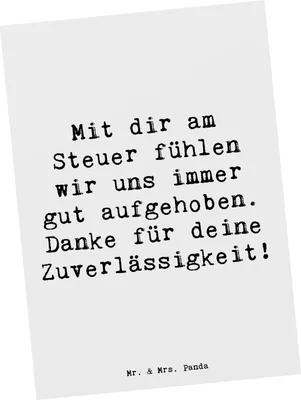 Produktbild von Mr. & Mrs. Panda Postkarte Spruch Busfahrer Sicherheit - Weiß - Geschenk, Danke sagen, bildkarte, Herz erwärmt, Bedanken, Geschenkidee, Ansichtskarten, Ansichtskarte