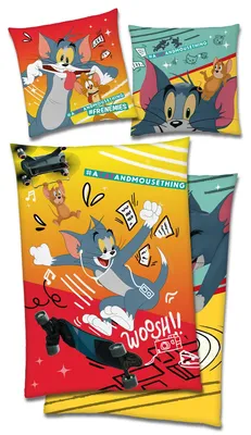 Obrázok produktu pre Sada posteľnej bielizny Tom a Jerry, rozmer 135 x 200 cm, vrátane obliečky na vankúš 80 x 80 cm
