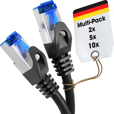 Zdjęcie produktu dla KabelDirekt – Zestaw 10 kabli LAN/sieciowych – 0,5 m – Gigabit, RJ45, srebrne