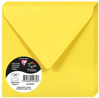 Produktbild von Clairefontaine Pollen Umschläge sonnengelb 140x140 mm 20 Stück