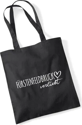 Produktbild von Huuraa Jutebeutel Fürstenfeldbruck verliebt 10 Liter Black Baumwolle Tasche Geschenkidee