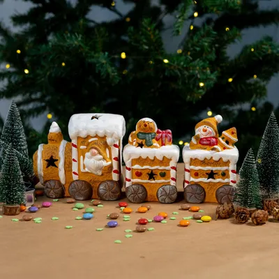 Produktbild von Keramik LED-Figur Weihnachts-Zug 33 x 10cm Weihnachtsdeko Tisch-Deko Dekofigur