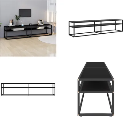Zdjęcie produktu dla vidaXL Szafka pod TV czarna 180x40x40,5 cm szkło hartowane - szafka pod TV - szafki pod TV - stojak pod TV - meble pod TV
