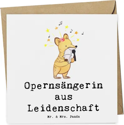 Produktbild von Mr. & Mrs. Panda Glückwunschkarte Opernsängerin Leidenschaft - Weiß - Geschenk, Klappkarte, anlasskarte, Grußkarte, doppelkarte, faltkarte