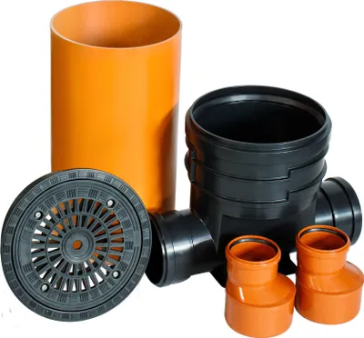 Produktbild von ScarMaxx Schachtsystem Set DN315, Breite 76,5cm, 2xDN110, 2x Reduzierung 160/110
