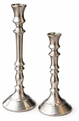 2er Set Tischkerzenständer Kerzenleuchter Metall Silber H21/31cm